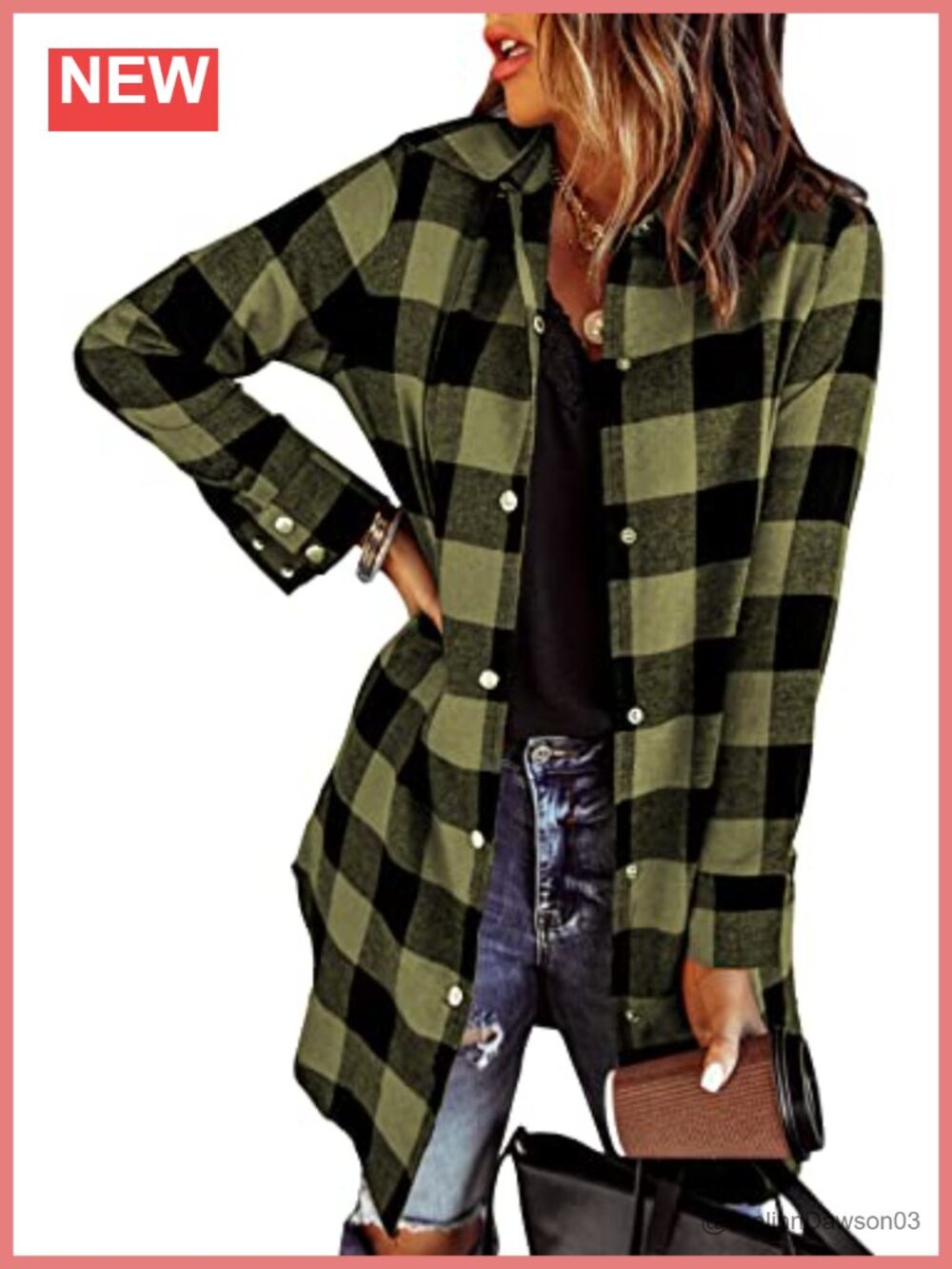 Womens Flannel Shacket Plaid Button Down Shirt Jacket Casual Layer